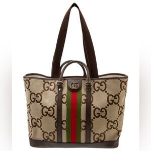 Gucci Web Jumbo GG Mongram Tote Bag